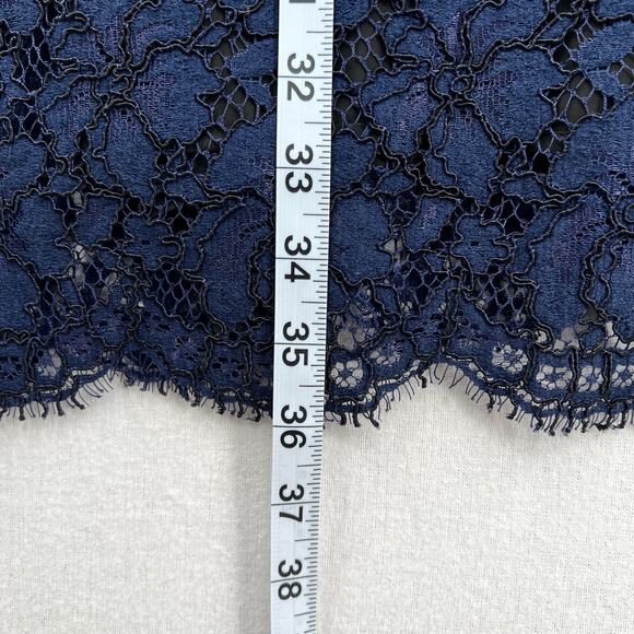 SANDRO Rina Long Sleeve Lace Dress Womens Large Navy Blue Black Sheath Mini - Picture 16 of 16